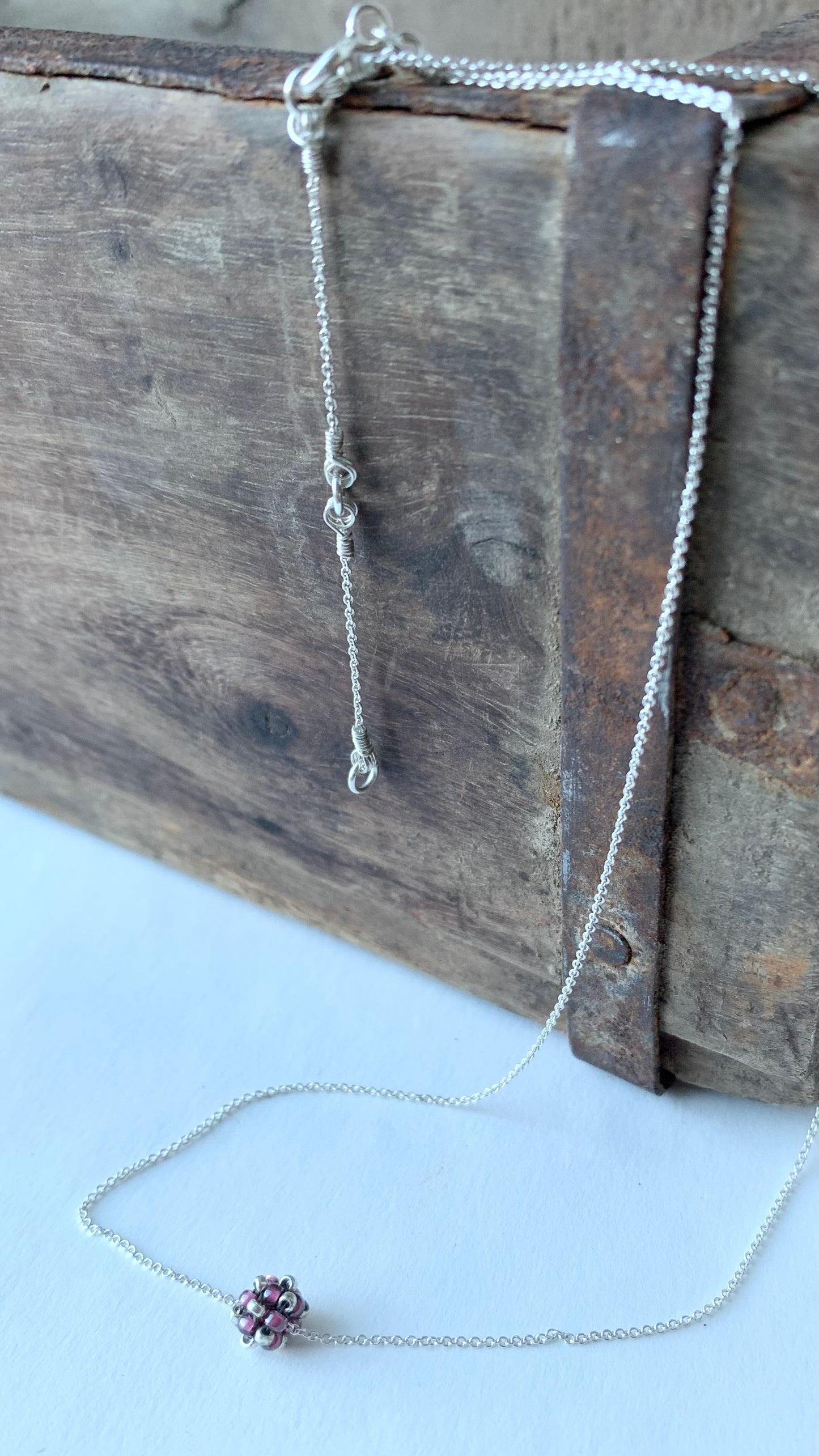 Skir halskedja MINI CLOUD med pärlad pärla i transparent mörk lila