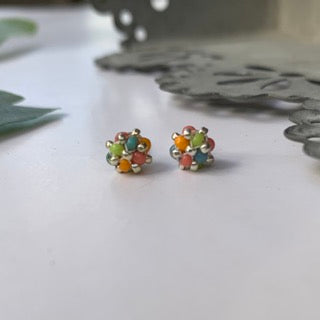 MINI CLOUD Studs - Multi Grön/Blå/Orange/Aprikos