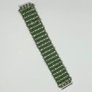 Armband LACE med silverlås - grön/matt silver - MoLaja Design