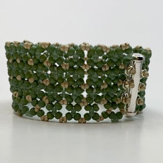Armband LACE med silverlås - grön/matt silver - MoLaja Design