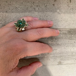 Ring LACE - grön/matt silver - MoLaja Design
