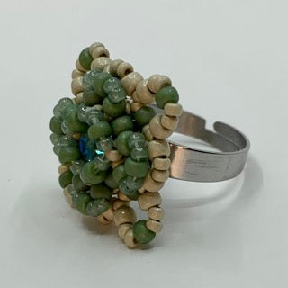 Ring LACE - grön/matt silver - MoLaja Design