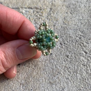 Ring LACE - grön/matt silver - MoLaja Design
