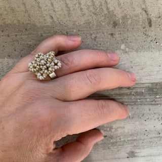 Ring LACE silverkula - matt silver/pärlemor - MoLaja Design