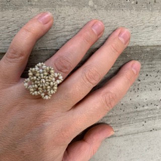 Ring LACE silverkula - matt silver/pärlemor - MoLaja Design