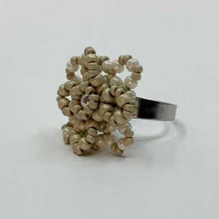 Ring LACE silverkula - matt silver/pärlemor - MoLaja Design