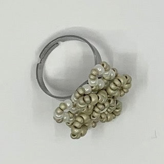 Ring LACE silverkula - matt silver/pärlemor - MoLaja Design