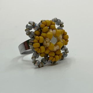 Ring LACE - matt silver/senapsgul - MoLaja Design